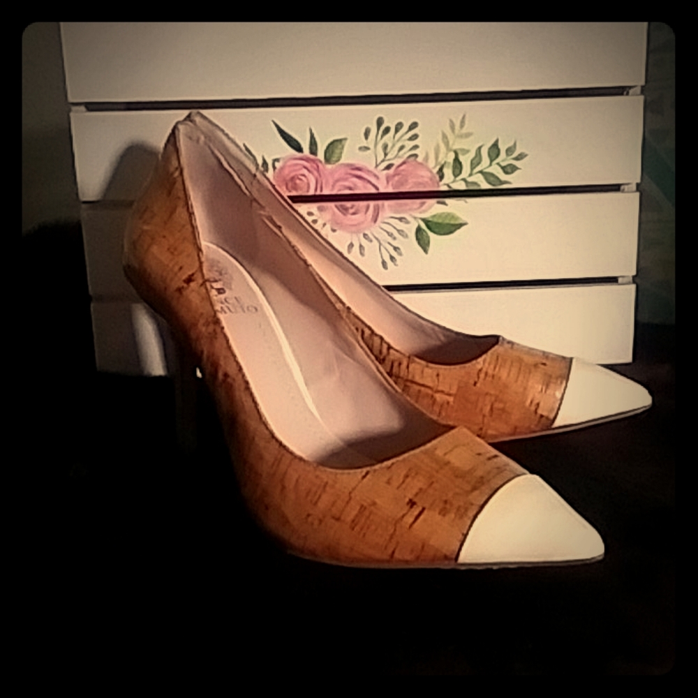 Vince Camuto Cork Pointed Cap Toe Heels 7.5